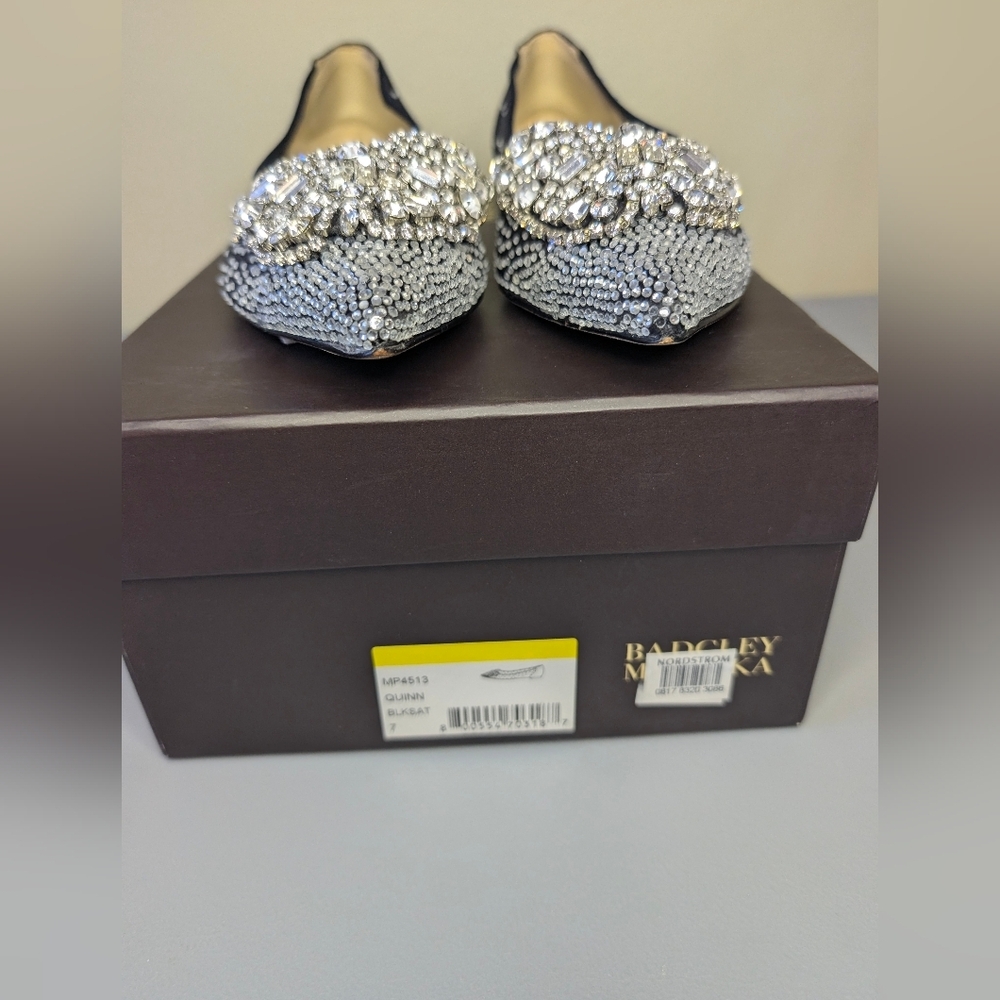 Badgley Mischa Black Quinn Embellished Pointed Toe Women's Evening Flats Size 7 - Picture 2 of 9